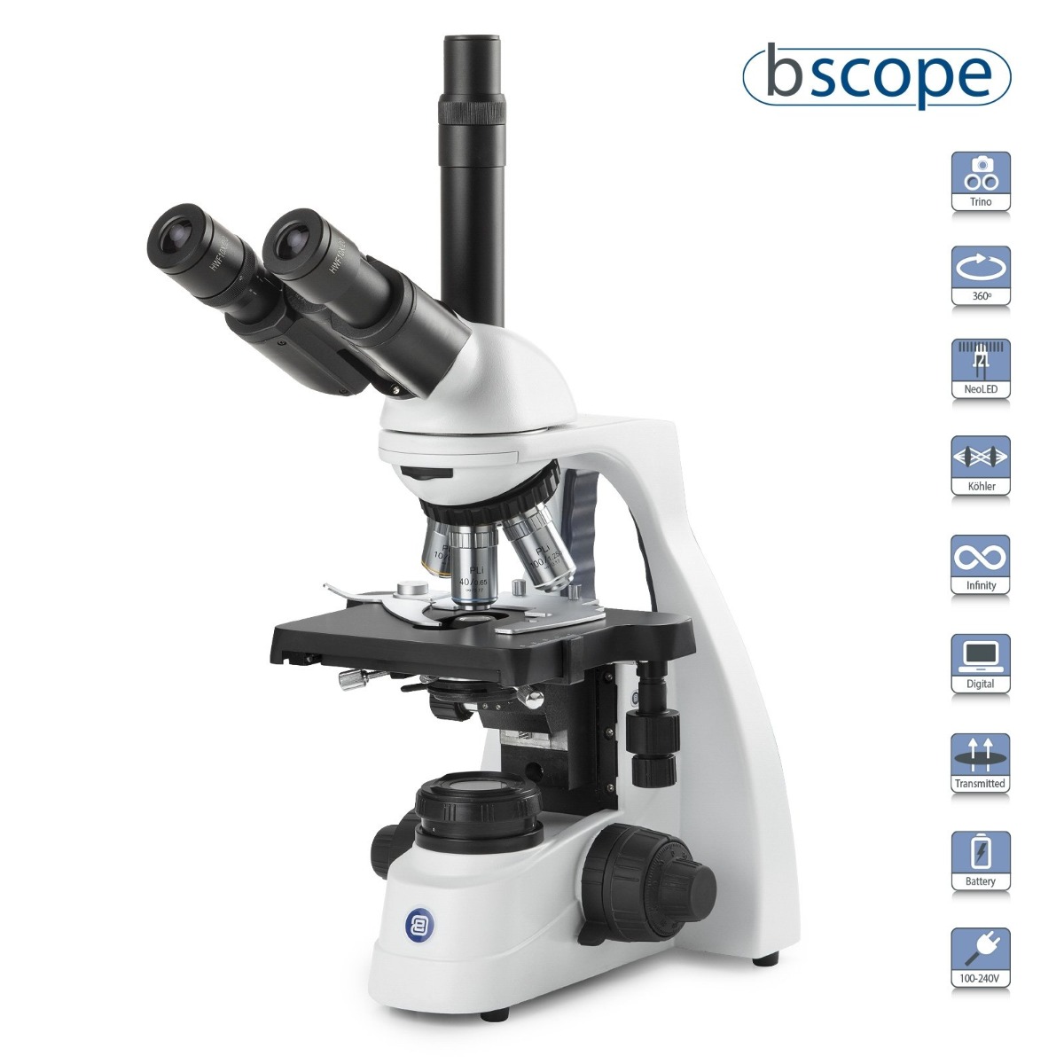 Euromex bScope BS.1153-PLi/4N Trinocular Biological Microscope