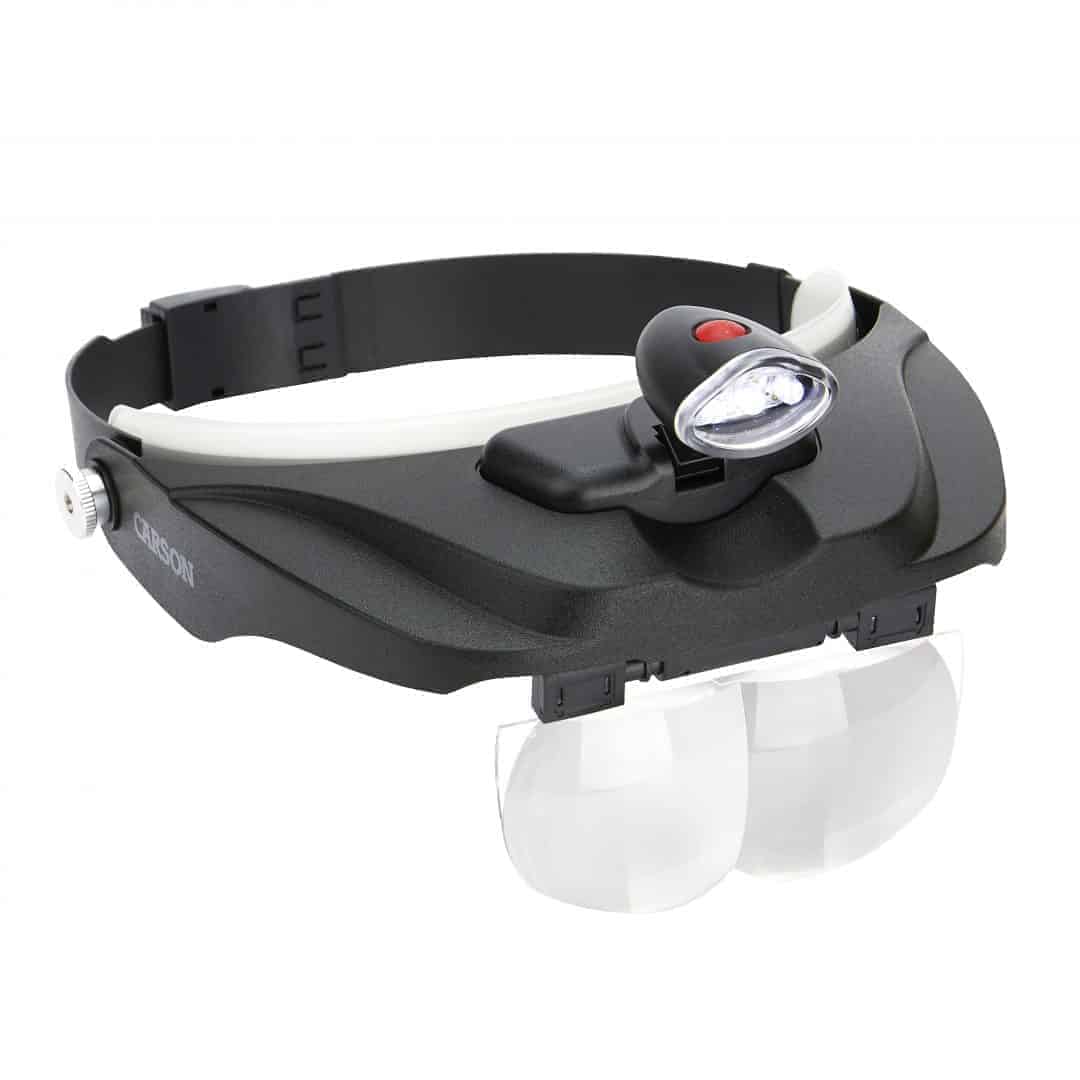 Carson MagniVisor™ Deluxe, CP-60, LED Headband Magnifier with 4 Lenses