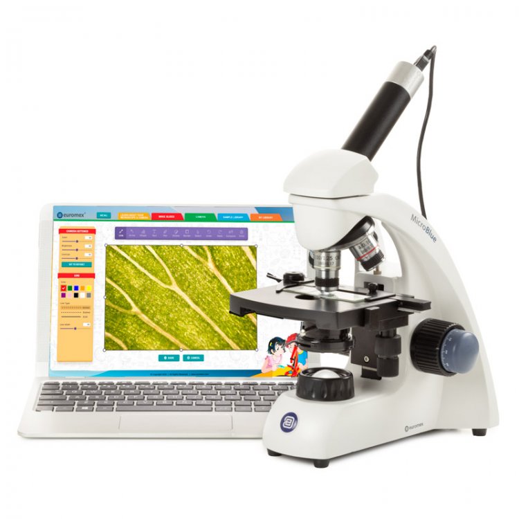 Euromex Microblue Monocular Compound Microscope, 2.1MP Camera