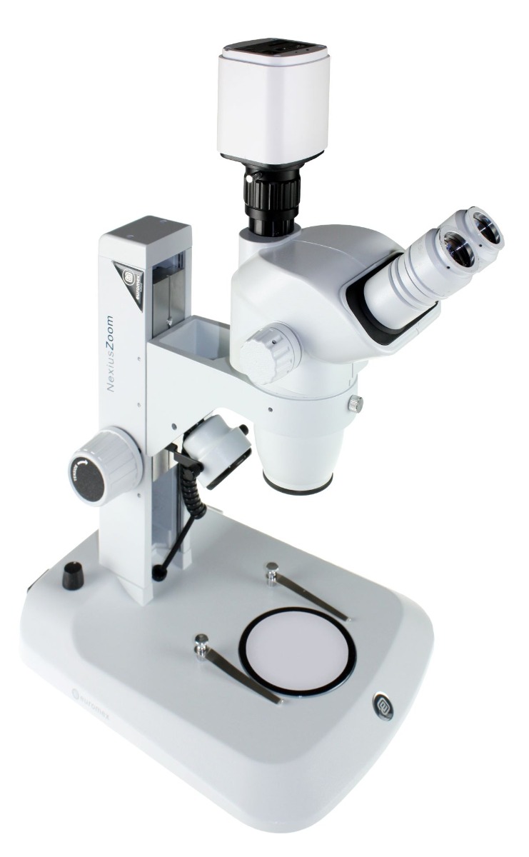 Euromex NexiusZoom EVO Stereo Microscope, Rack & Pinion Stand, 4K UHD Camera,